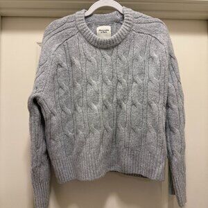Abercrombie Madeline Crew Sweater in Super Soft Grey Cable knit